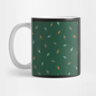 Ditsy leaf pattern on forest green Mug